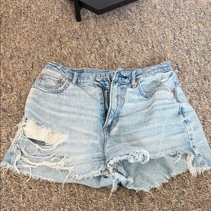 American Eagle Outfitters Light Wash Distressed Denim Shorts